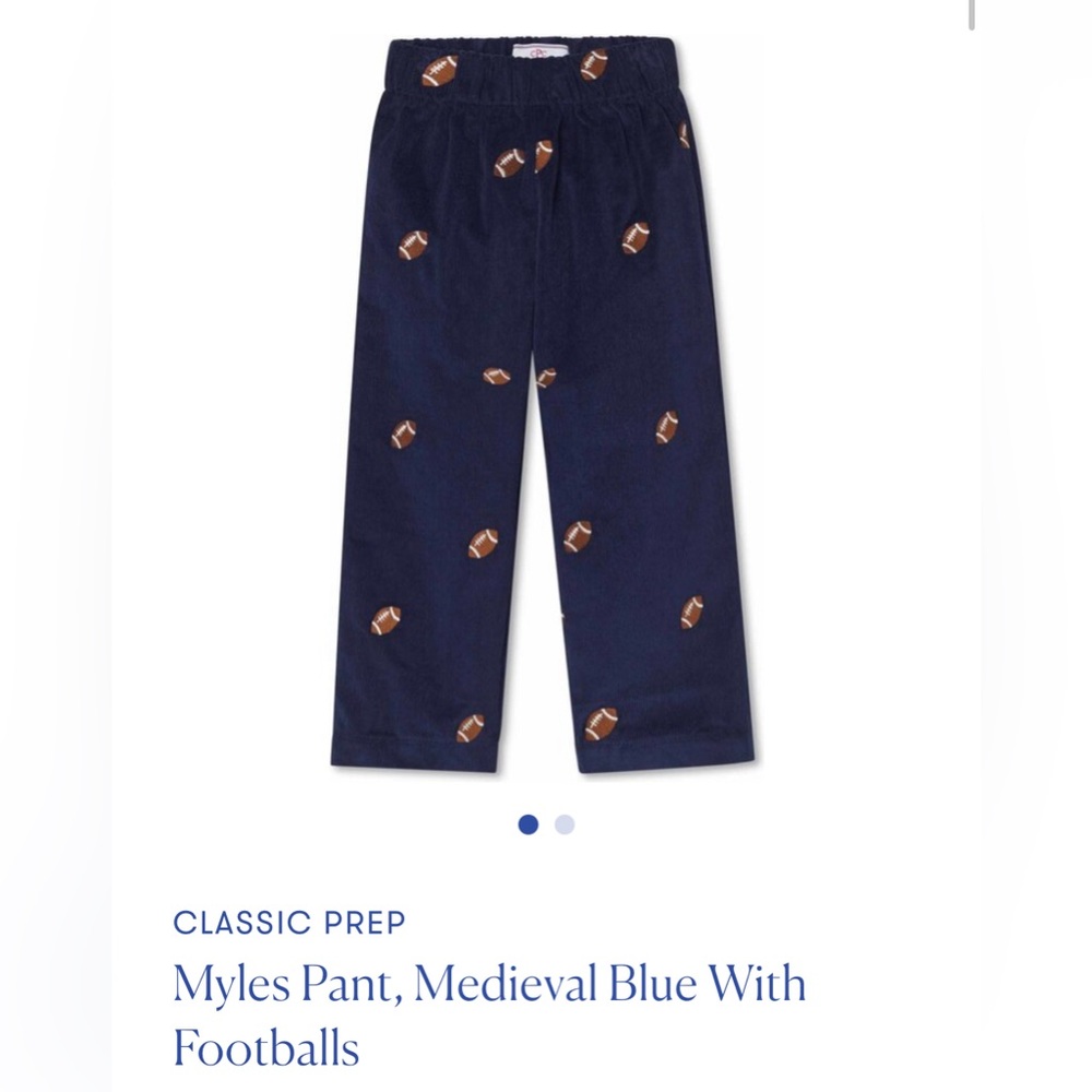 Classic Prep’s Myles Pant | Dark Navy Blue with Footballs | size 4T